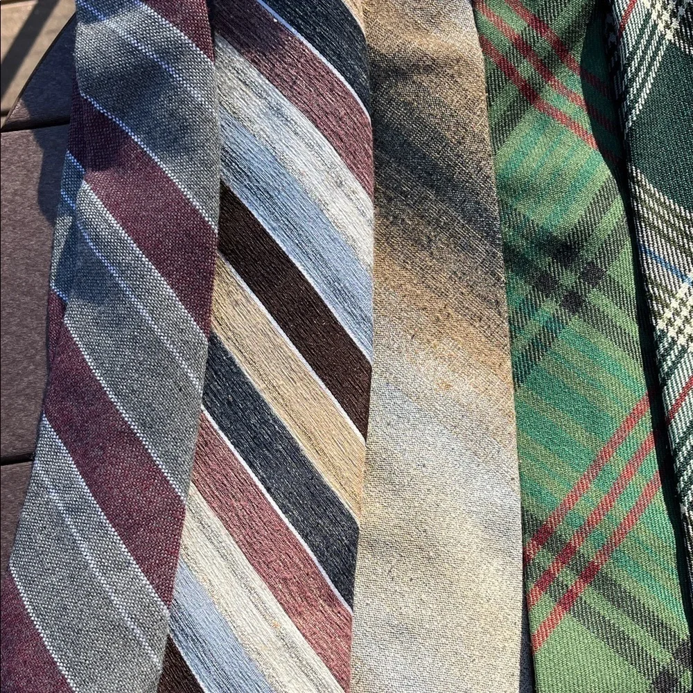Vintage Men's Plaid Striped and Wool Ties Bundle - Set of 7